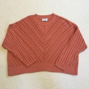 Old Navy XXL Salmon Pink Knit Sweater Chevron Pattern Oversized Cropped Pullover